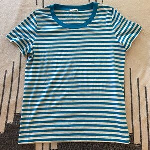 COS Striped Blue and White T Shirt